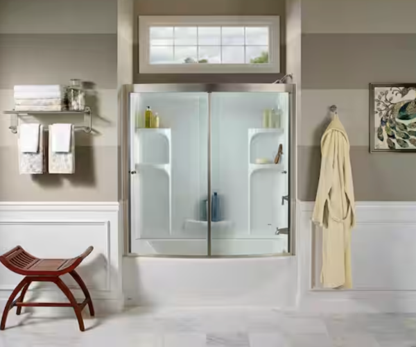American Standard AM00548.400.295 Ovation 48" x 72" Framed Bypass Shower Door in Satin Nickel and Clear Glass
