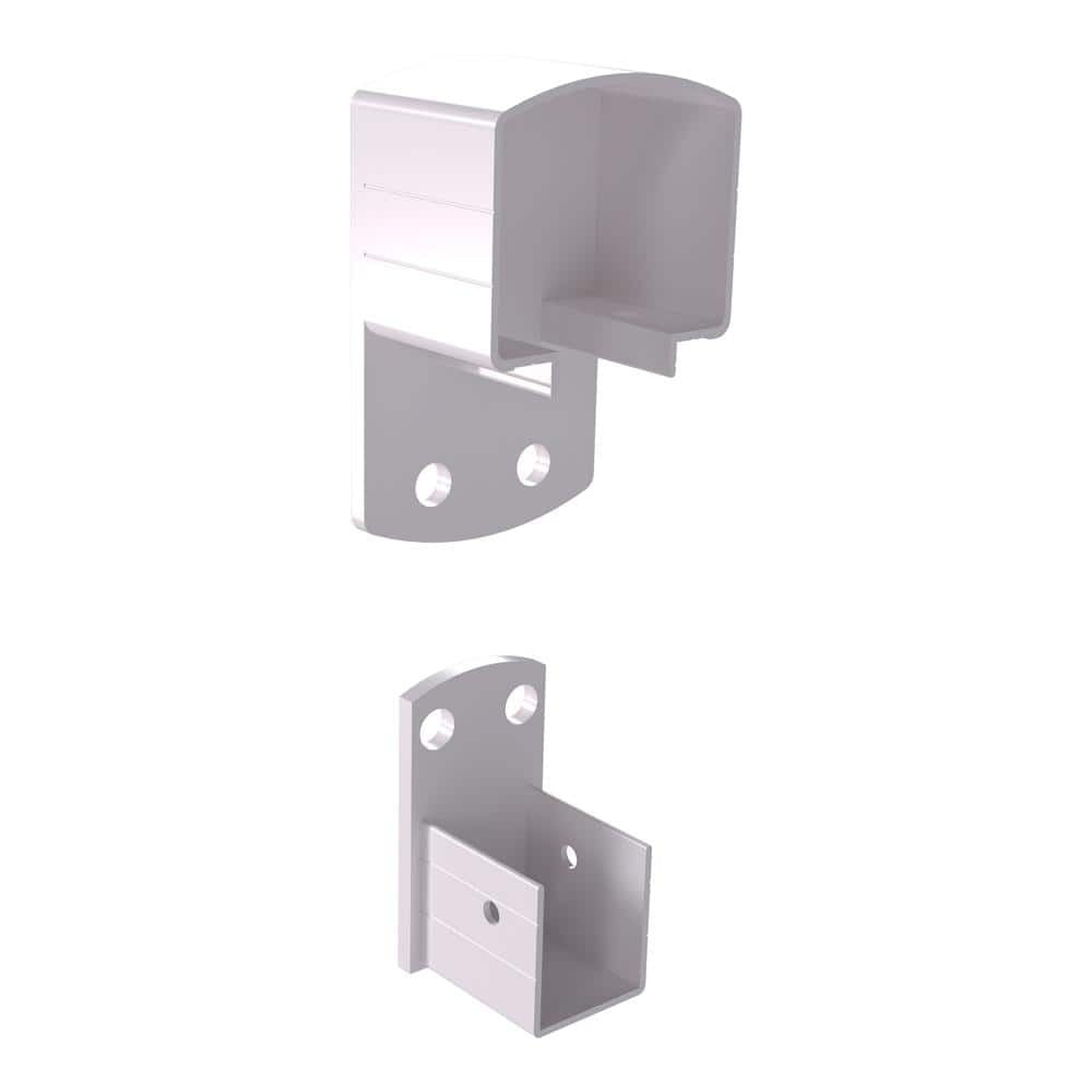 2 in. H X 3 in. W White Aluminum Deck Railing Wall Mount Bracket Kit for 36 in. High System