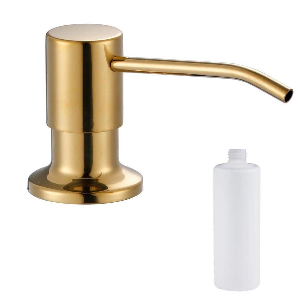 Bright Gold Stainless Steel Soap Dispenser for Kitchen Sink with 6.6 in. Bottle