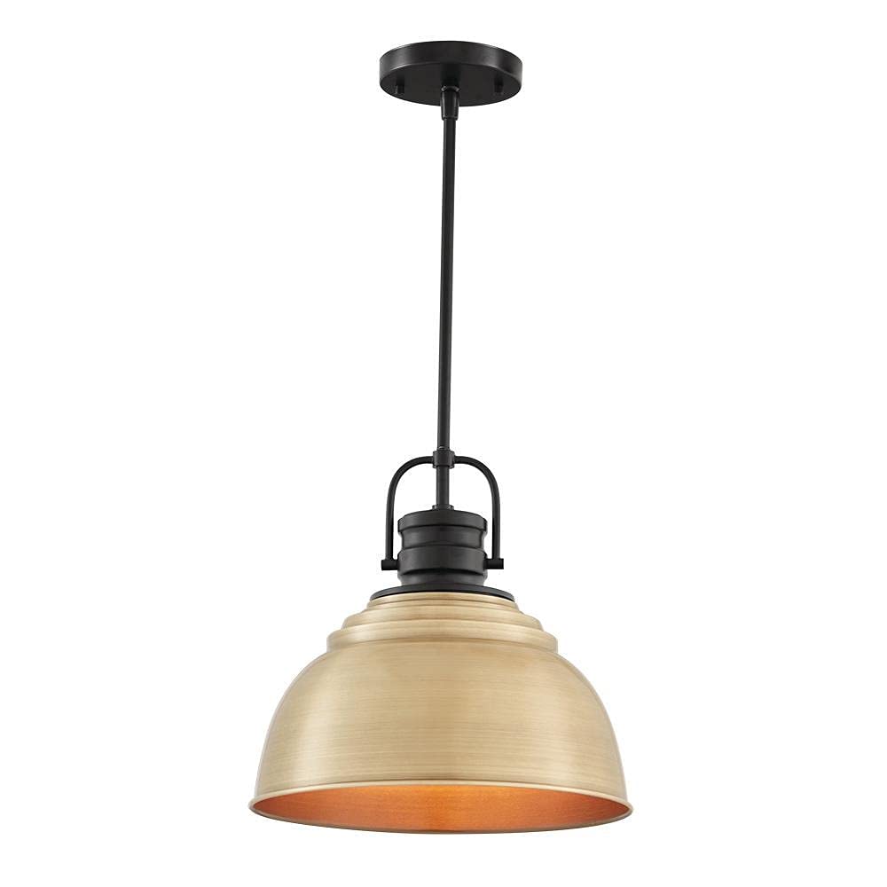 FOR PARTS Shelston 1-Light Antique Gold Pendant with Metal Shade