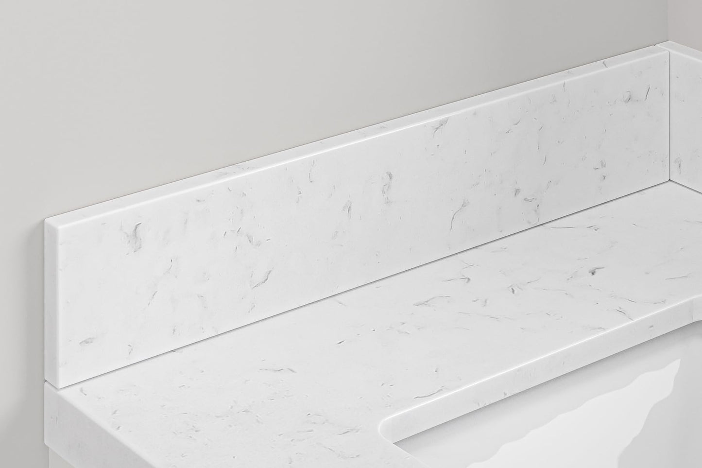 ARIEL VANITY CARRARA WHITE QUARTZ SIDESPLASH