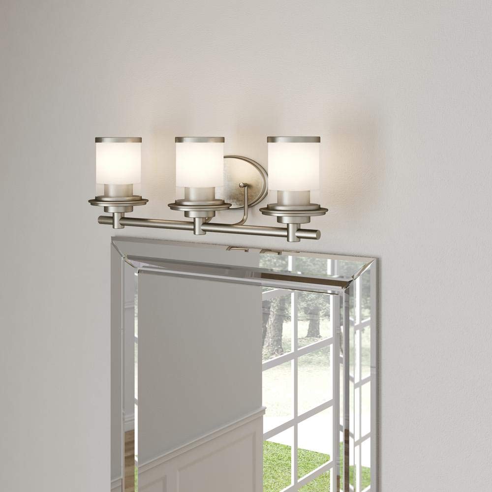 PARTS - MISSING GLASS GLOBES Hampton Bay 3-Light Brushed Nickel Bath Bar Light