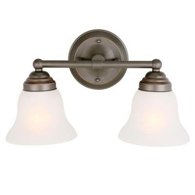 Ashhurst 2-Light Oil Rubbed Bronze Vanity Light with Frosted Glass Shades