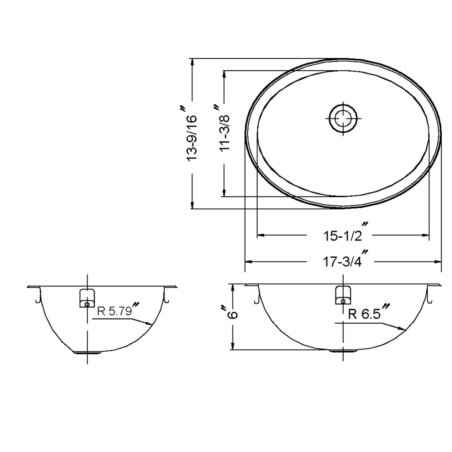 Houzer Opus Stainless Steel Bathroom Sink: 18 Inch Undermount Oval Bowl without Overflow, Optional Grid Drain, Durable & Versatile, Essential for Home & Apartment: CH-1800-1