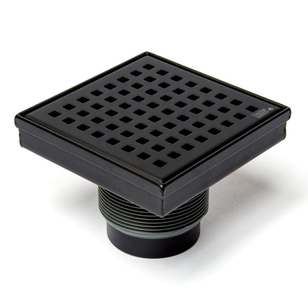 OATEY Designline 4 in. x 4 in. Stainless Steel Square Shower Drain with Square Pattern Drain Cover in Matte Black