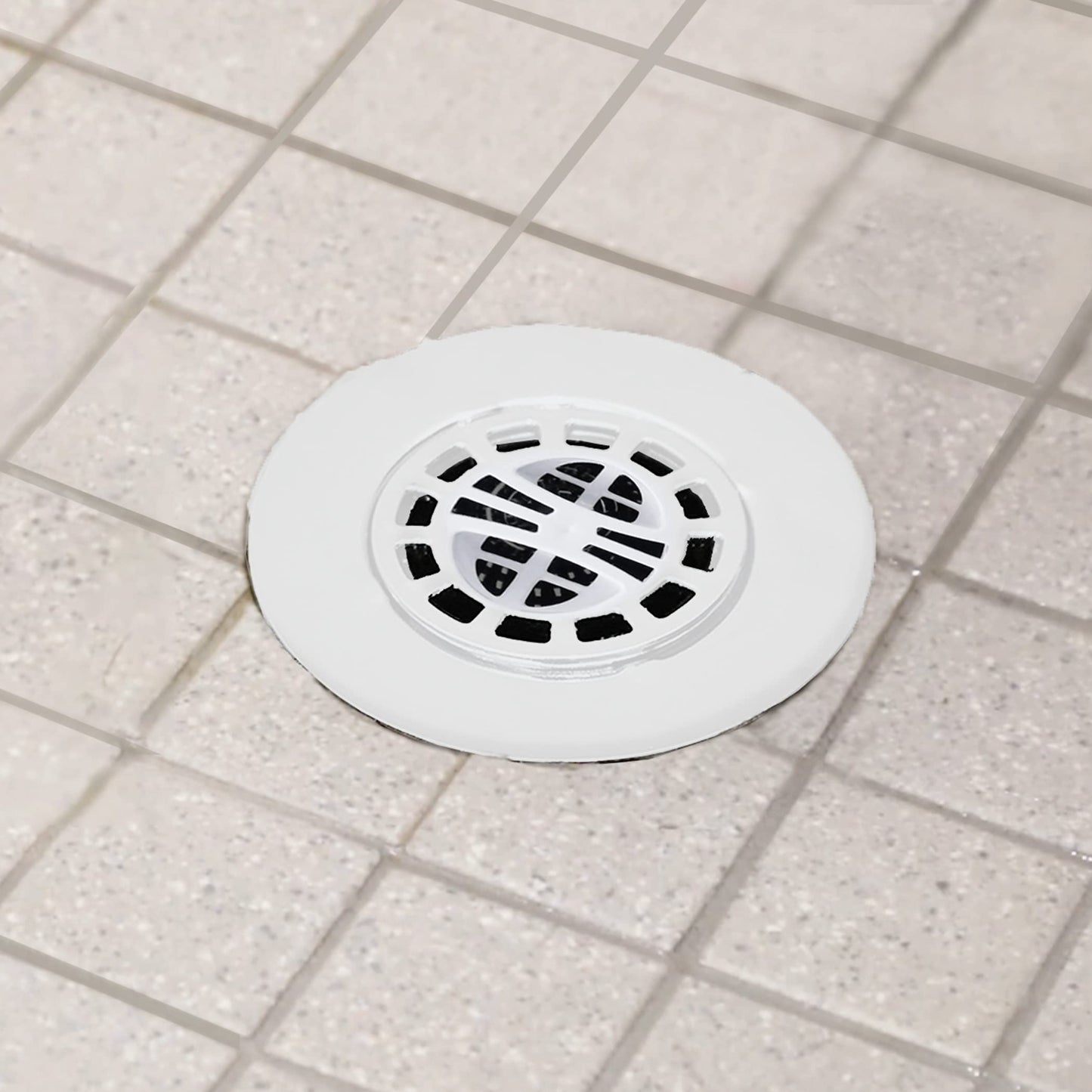 Danco Snap-in Shower Drain Cover with in-Drain Hair Catcher, 4-1/4" Round, White Strainer, (10533)