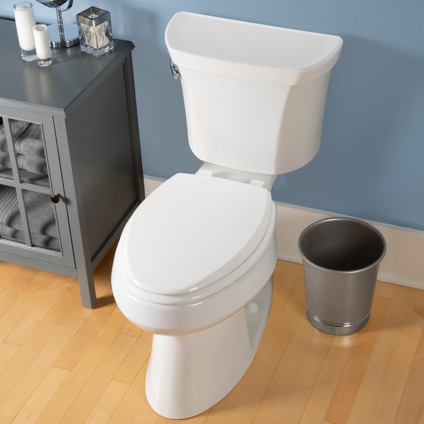 Mayfair Cassel Slow Close Toilet Seat, Easy Clean Non Slip Premium Wood Seat, Easy Install, Made in USA, Elongated, White
