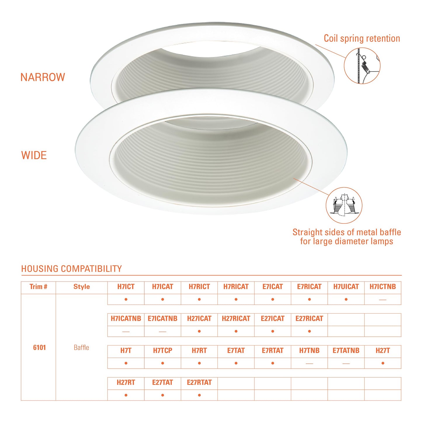 HALO E26 Series 6 in. White Recessed Ceiling Light Fixture Trim with White Straight Side Metal Baffle (6101WB-18PK)