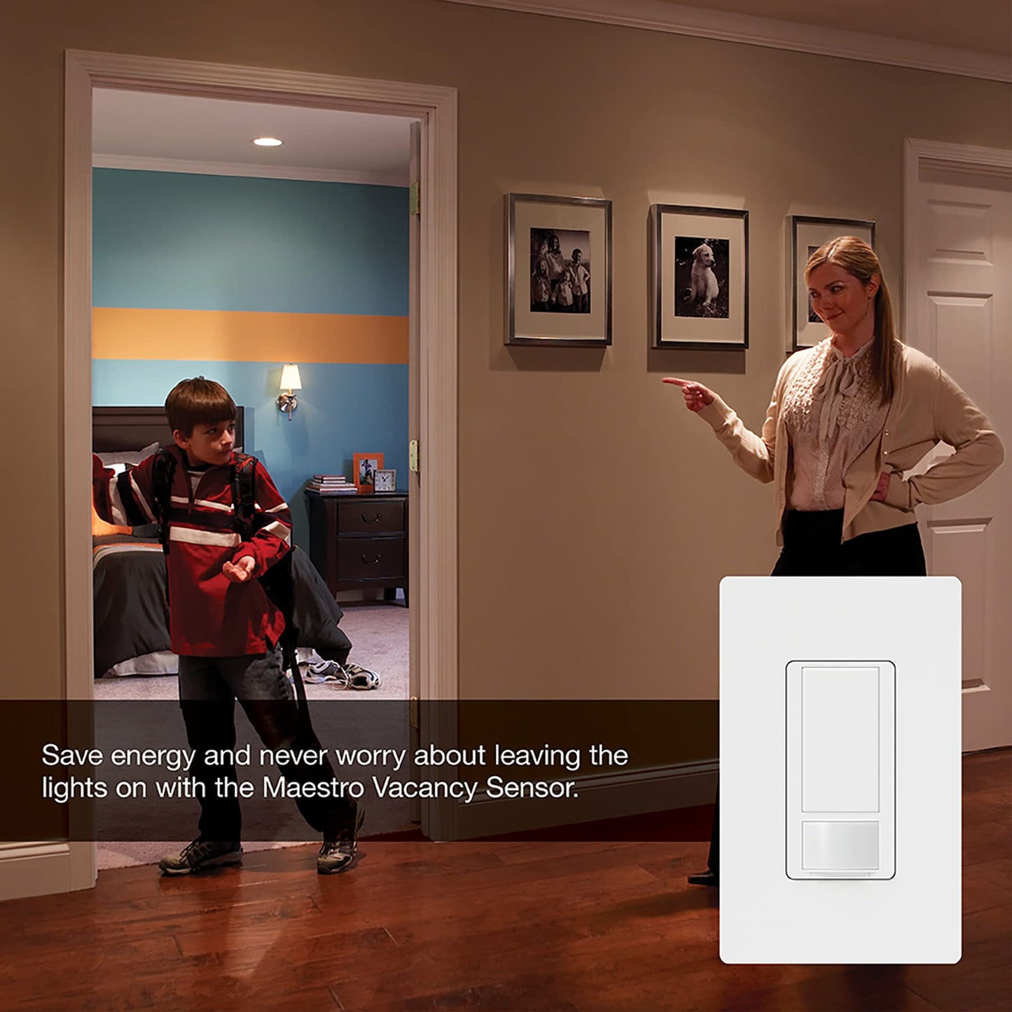 Lutron Maestro LED+ Dimmer and Vacancy Sensor, Single Pole and Multi-Location, MSCL-VP153M-BL, Black