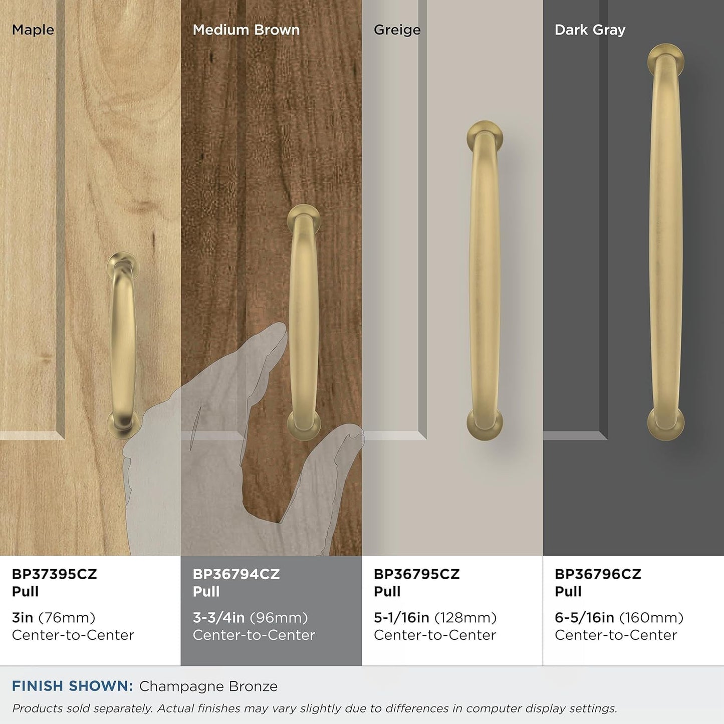 Amerock | Cabinet Pull | Champagne Bronze | 3-3/4 inch (96 mm) Center-to-Center | Renown | 1 Pack | Drawer Pull | Cabinet Handle | Cabinet Hardware BP36794CZ
