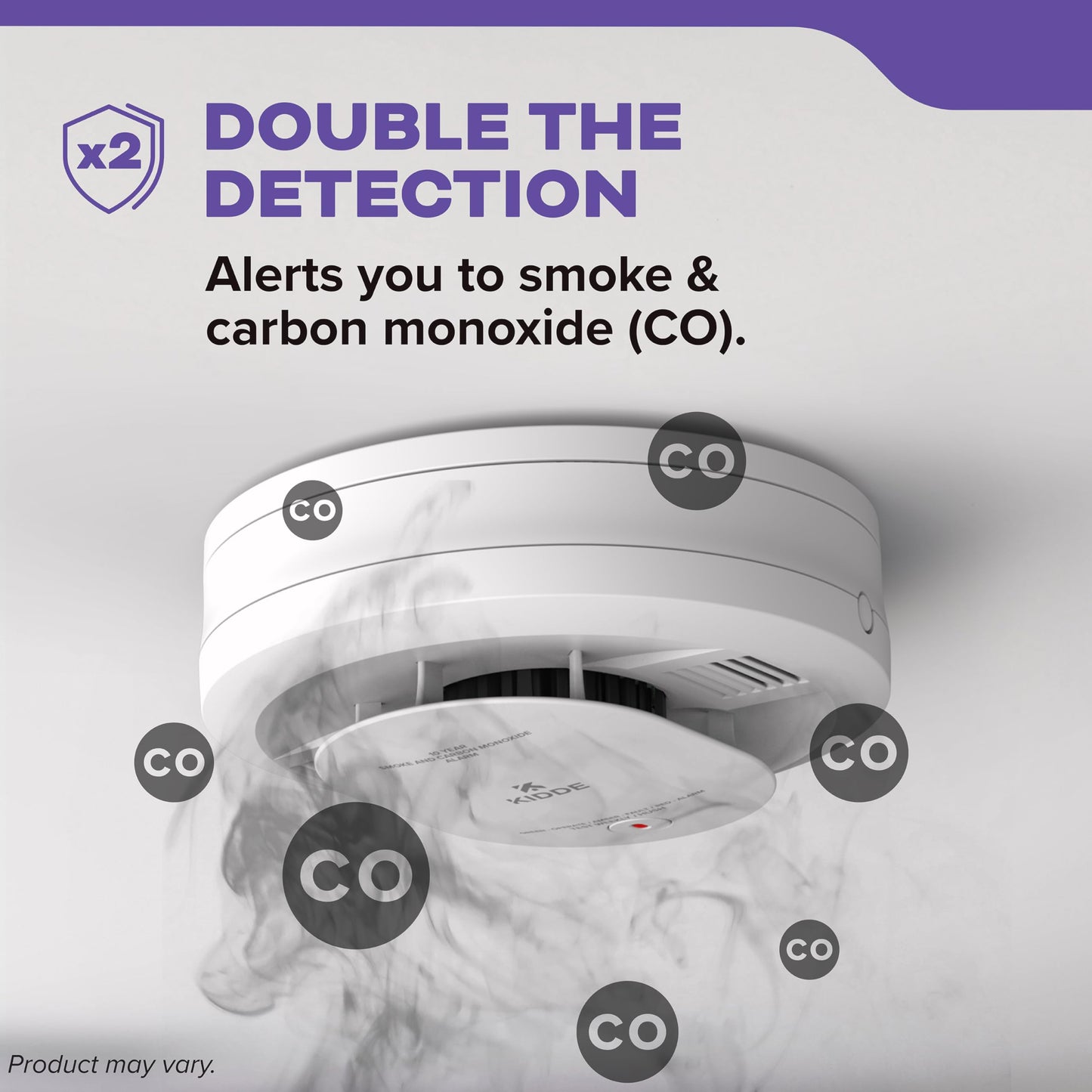 Kidde Smoke and Carbon Monoxide Detector, 10-Year Battery Powered, with Voice Alerts, LED Status Lights, 85 dB Alarm, 5 inches, 30CUD10-V, 1 Pack