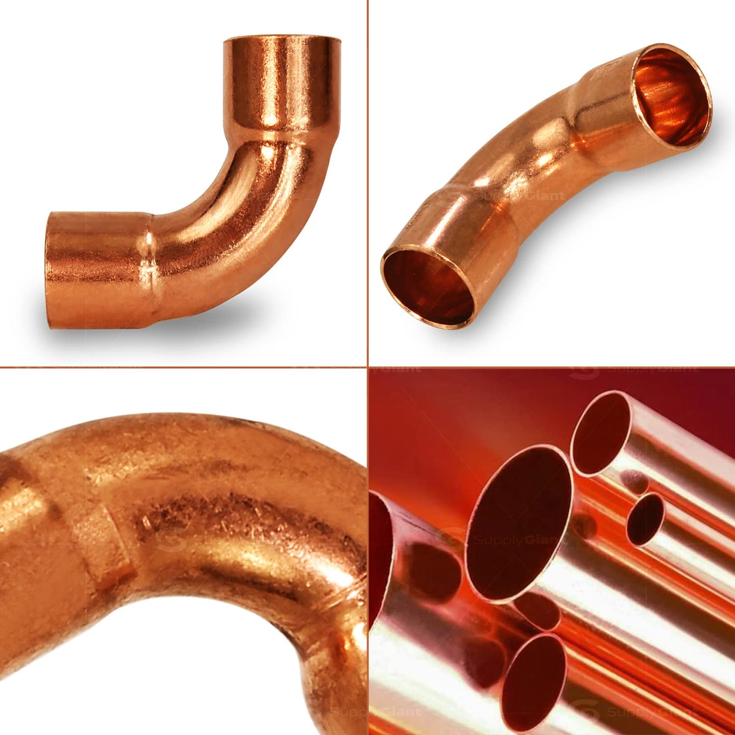SUPPLYGIANT DDMU0034-5 90 degrees Long Turn Sweat Elbow Copper Fittings, 3/4