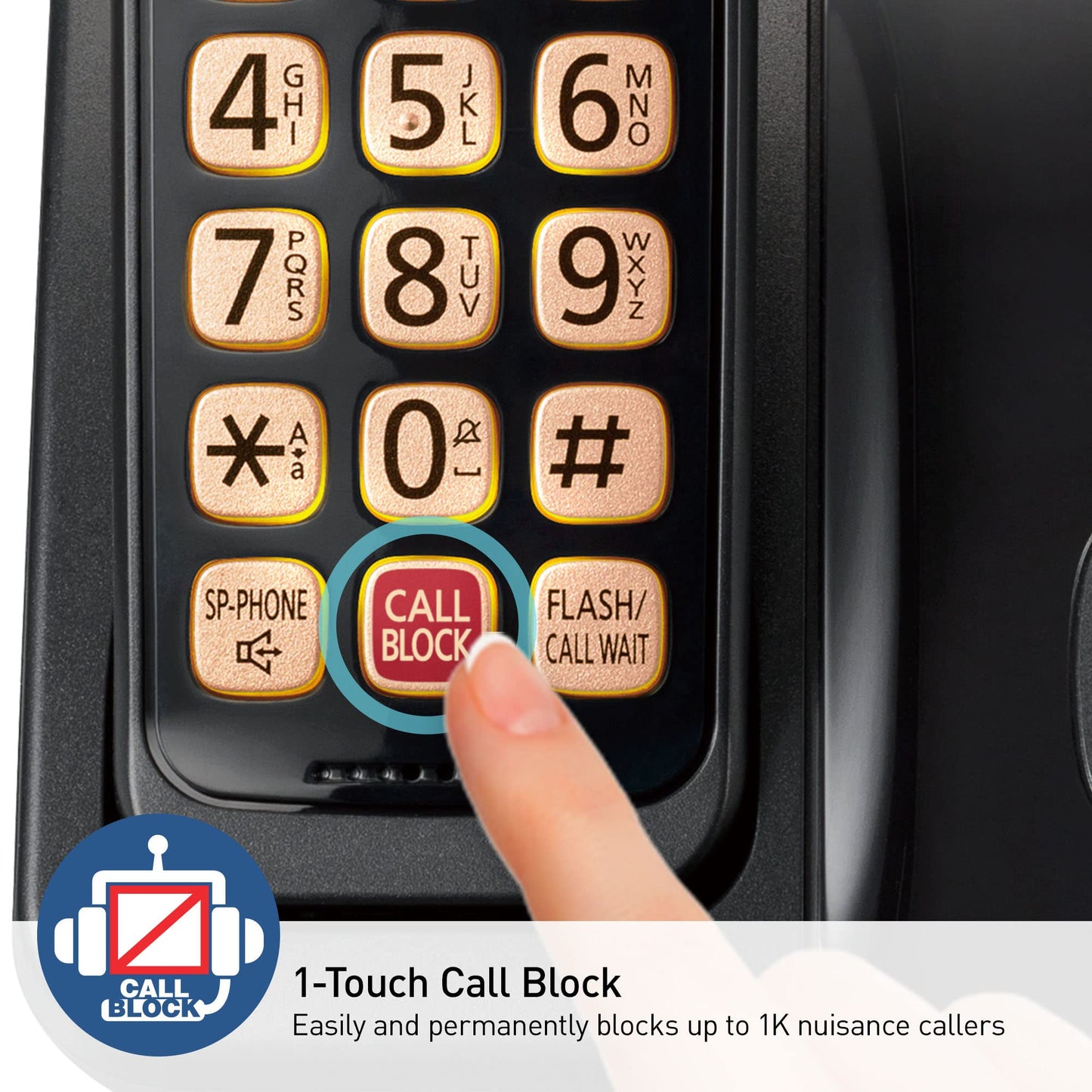 Panasonic Cordless Phone with Advanced Call Block, Bilingual Caller ID, Easy to Read Large High-Contrast Display, Expandable System with 1 Handset, KX-TGD810B (Black)