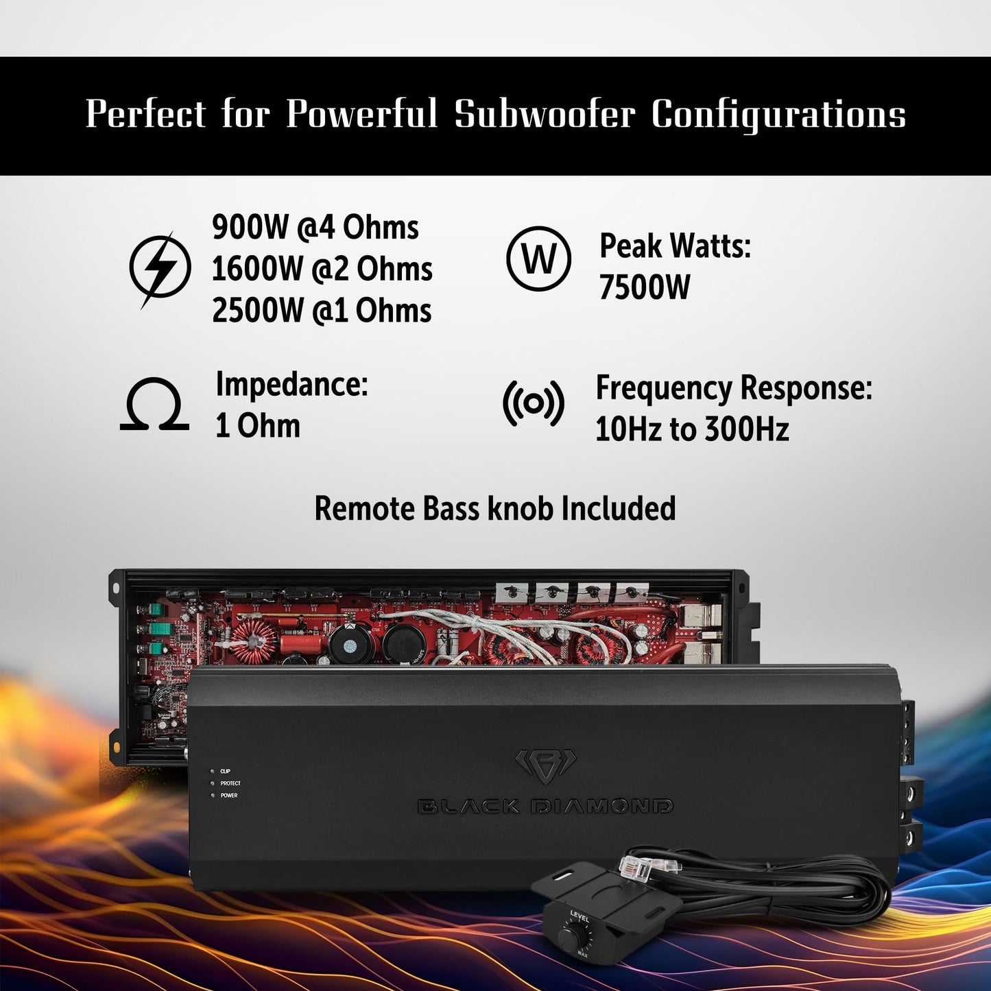 Black Diamond DIA-P2500x1D Car Audio Amplifier Class D 1-Channel Monoblock Amplifier 2500 Watts RMS,