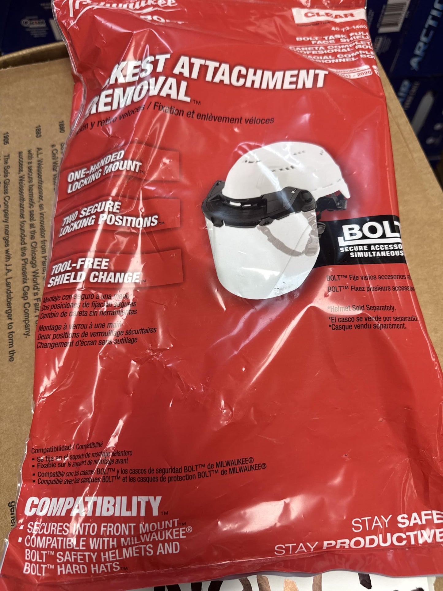 Milwaukee 48-73-1460 BOLT Task Full Face Shield - Clear Uncoated Lens (Compatible with Milwaukee BOLT Safety Helmets & BOLT Hard Hats)