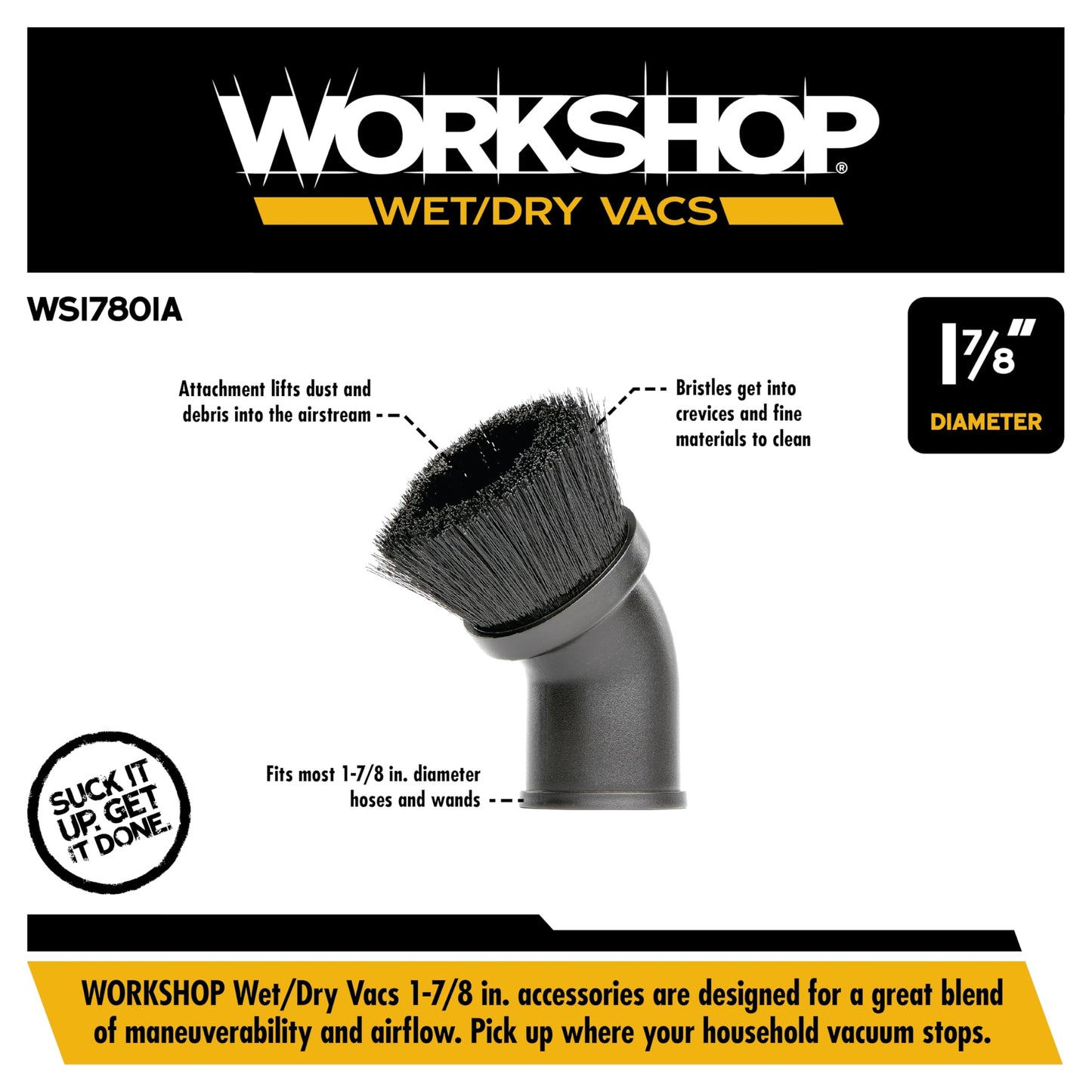 WORKSHOP Wet/Dry Vacs WS17801A 1-7/8-in. Dusting Brush Vacuum Attachment