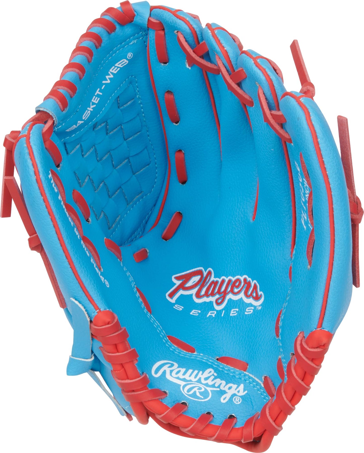 Rawlings | Player's Series Youth Baseball Glove | 10.5" | Right Hand Throw | Columbia Blue/Scarlet