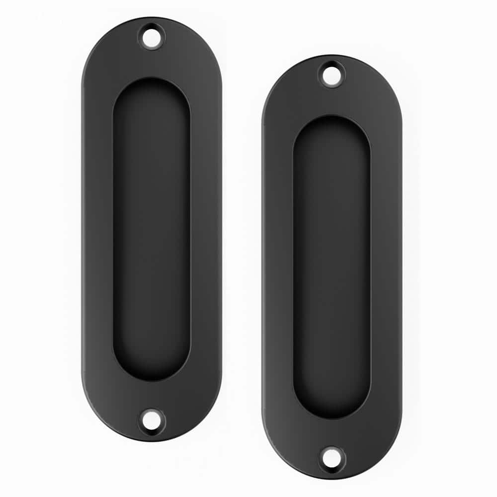 4-3/4 in. L Black Recessed Sliding Door Pull Handles Closet Door Finger Flush Pull (2-Pack)