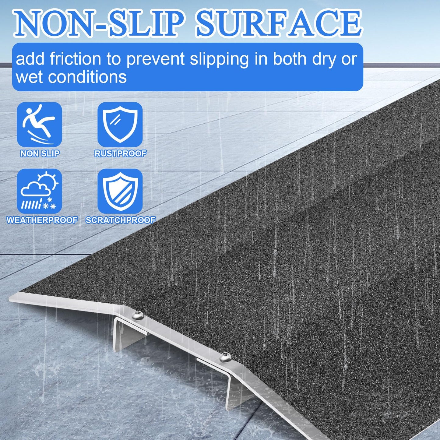 Yaocom Wheelchair Threshold Ramp 15.8 x 27.6 Inches Aluminum Alloy Bridge Ramp 600lbs with Detachable Supports Non Slip Safety Surface Door Ramps for Wheelchairs Stairs Vans Steps Doorway Driveways
