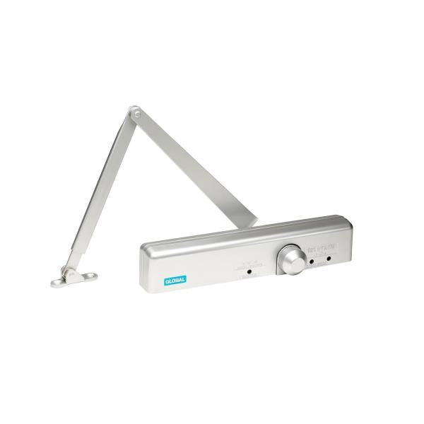 Global Door Controls Slimline Heavy Duty Commercial Door Closer in Aluminum - Sizes 1-6