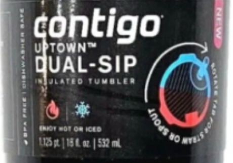 Contigo Uptown Dual-Sip Stainless Steel Tumbler with Foldaway Straw in Black - 18 Fl Oz.