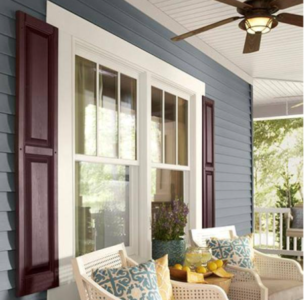 Ply Gem Shutters and Accents VINRP1547 SK Raised Panel Shutter, 47" x 15", Vineyard Red