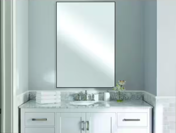 Home Decorators Collection 26" W x 38" H Rectangular Floating Mount Wall Vanity Mirror in Black