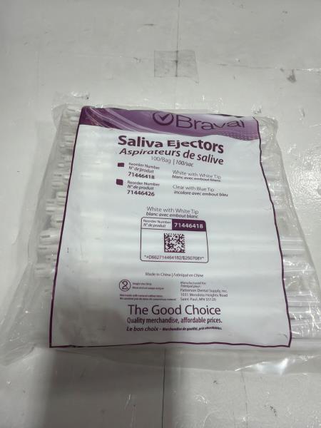 Braval Saliva Ejectors White with White Tip 100ct