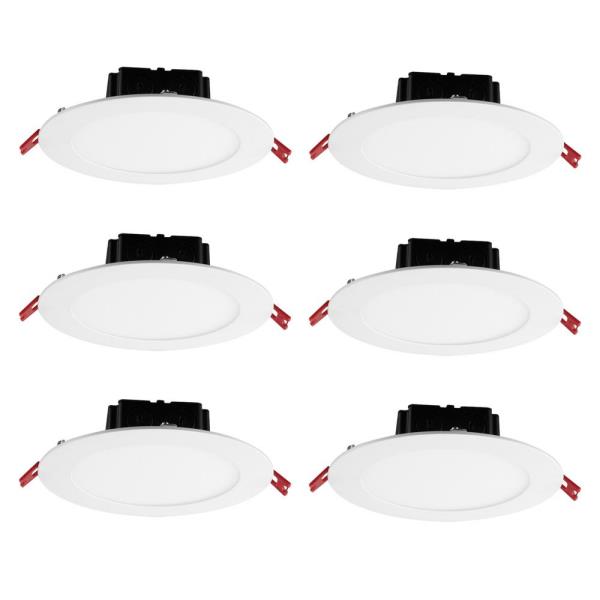 Integrated LED 6 in Round Canless Recessed Light for Kitchen Bathroom Livingroom, White Soft White 6-Pack