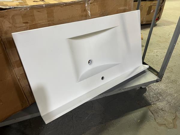(CHIP) Swan CV02243.010 Contour 43-in L x 22-in W x 6.25-in H Solid Surface Vanity Top, White