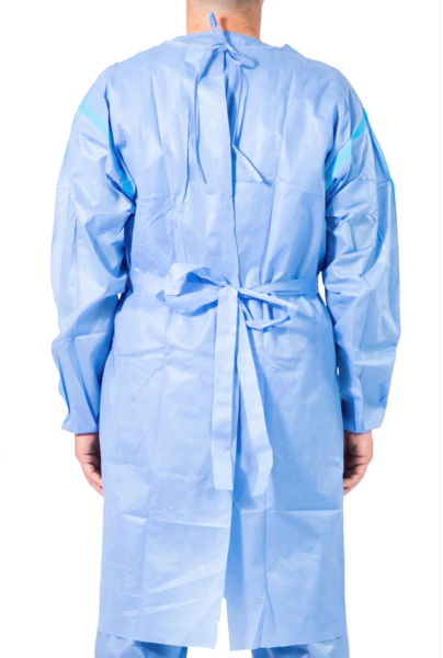 Paneffort Disposable Isolation Gowns Blue Heavyweight Elastic Cuffs Long Sleeves (100 Pack)