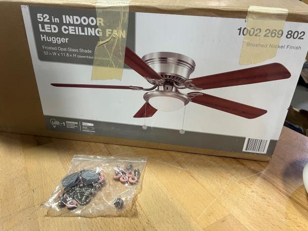 HARDWARE ONLY for Hugger 52 in. LED Indoor Brushed Nickel Ceiling Fan with Light Kit