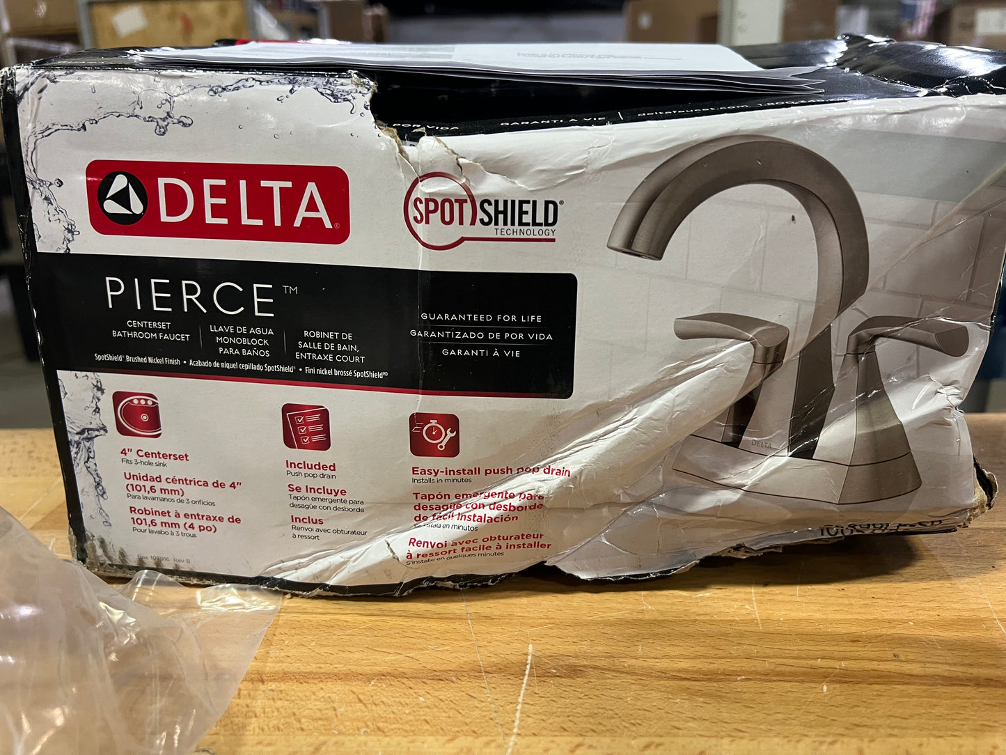 Delta Pierce 4 in. Centerset 2-Handle Bathroom Faucet in SpotShield Brushed Nickel