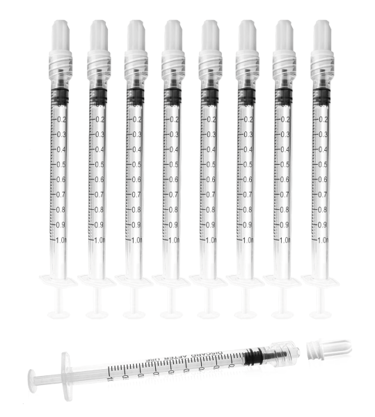 SHIFENG, 1ml Syringe with Luer Lock tip, Pack of 100 (No Needles Included)