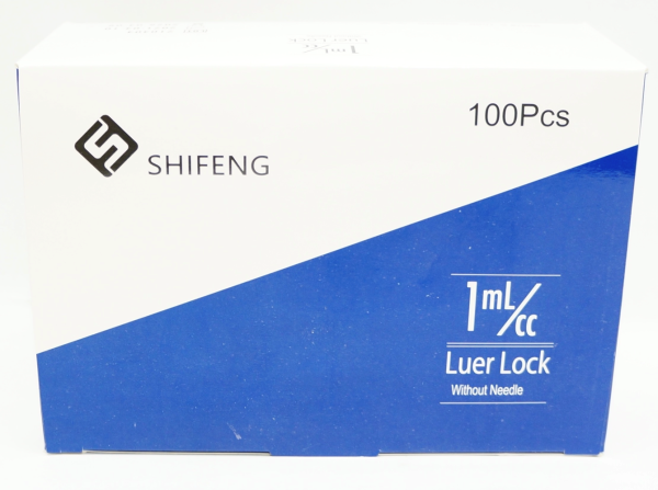 SHIFENG, 1ml Syringe with Luer Lock tip, Pack of 100 (No Needles Included)