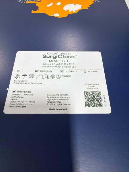 Kerecis Omega3 SurgiClose Meshed 2:1 Fish Skin Graft