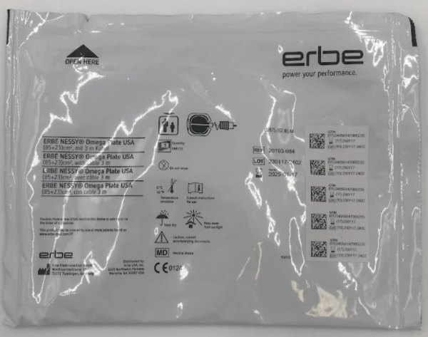 ERBE USA: 20193-084 Monitoring Pad 50 pack, 85 cm² Coverage Area, with 3 m Cable, Non-Sterile, Single-Use, For VIO 300 D Electrosurgical Generator
