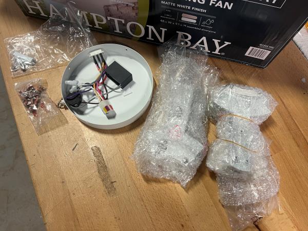 FOR PARTS Grantway 48 in. Indoor/Covered Outdoor Matte White Low Profile Ceiling Fan Without Light with Pull Chain Included