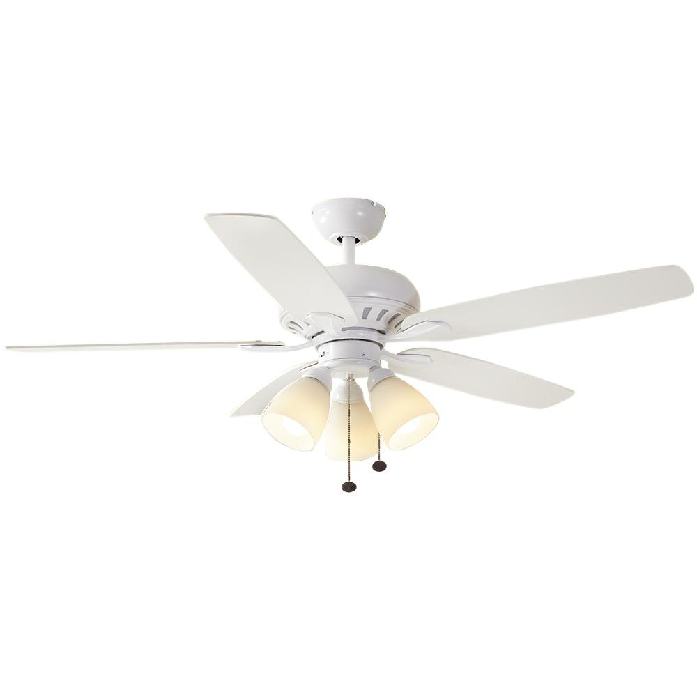 FOR PARTS (WHITE DOWNROD) - Rockport 52 in. Indoor LED Matte White Ceiling Fan with Light Kit, Downrod, Reversible Blades and Reversible Motor