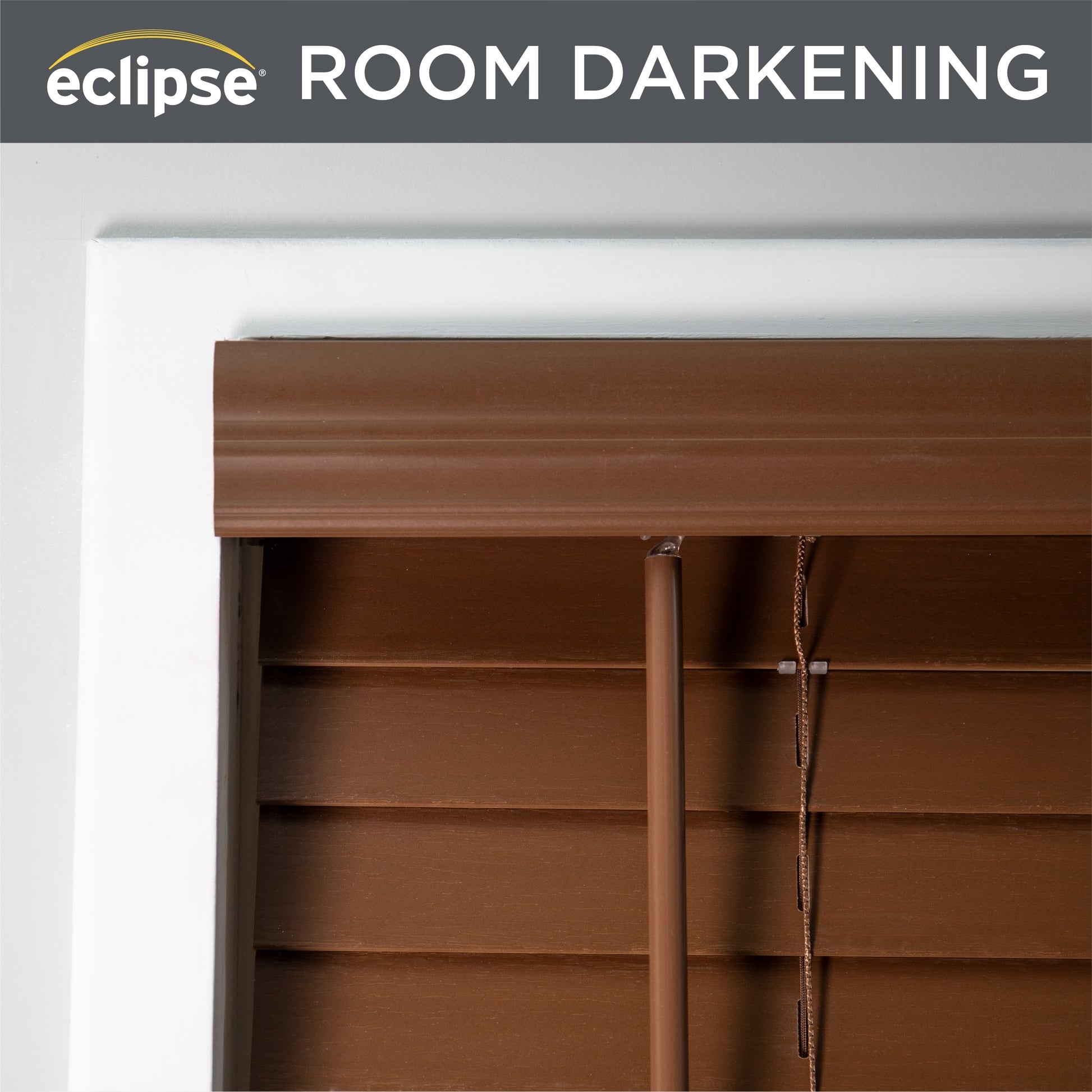 Dark Oak Cordless Room Darkening Venetian Faux Wood Blinds with 2 in. Slats - 28.5 in. W X 72 in. L