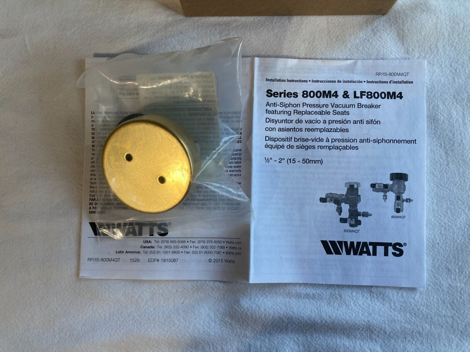 Watts Bonnet / Vent Poppet Repair Kit for 800M4 LF800M4, 1/2-3/4 BP RK800M4-BP