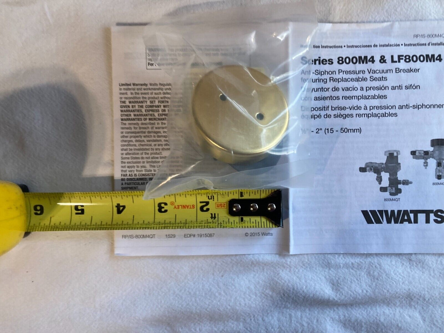 Watts Bonnet / Vent Poppet Repair Kit for 800M4 LF800M4, 1/2-3/4 BP RK800M4-BP