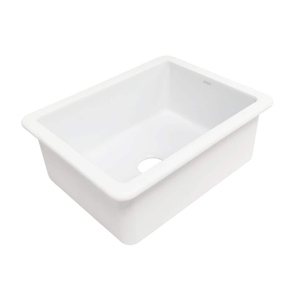 Sinkology Eden 23 in. Undermount Single Bowl Crisp White Fireclay Kitchen Sink