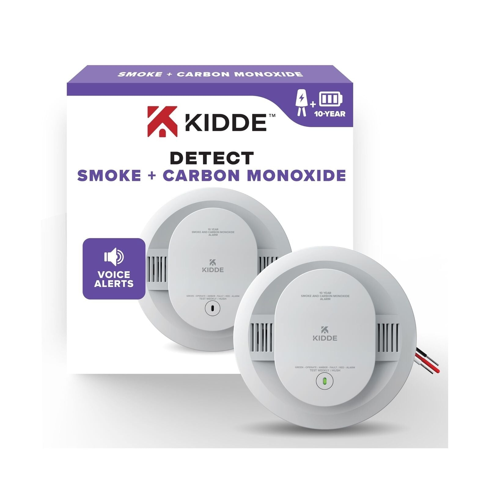 Kidde Hardwired Smoke & Carbon Monoxide Detector, 10-Year Battery Backup, Voi...