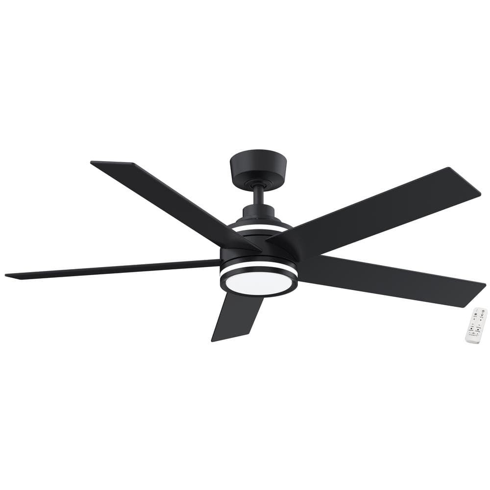 FOR PARTS Ashburrow 52 in. Indoor Matte Black Ceiling Fan with Adjustable White LED Down and Upper Accent Light with Remote