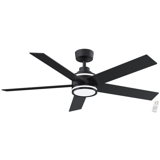 FOR PARTS Ashburrow 52 in. Indoor Matte Black Ceiling Fan with Adjustable White LED Down and Upper Accent Light with Remote