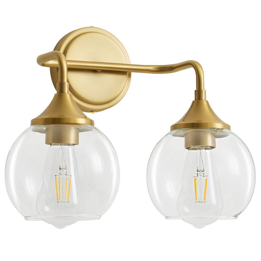 REPLACEMENT GLOBES ONLY for Deyidn 14.1 in. 2 Light Gold Vanity Light with Clear Glass Shade