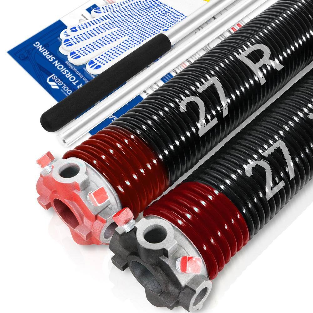 0.225 in. Wire X 2 in. X 27 in. L Electrophoresis Garage Door Torsion Springs in Red Left and Right with Winding Bars