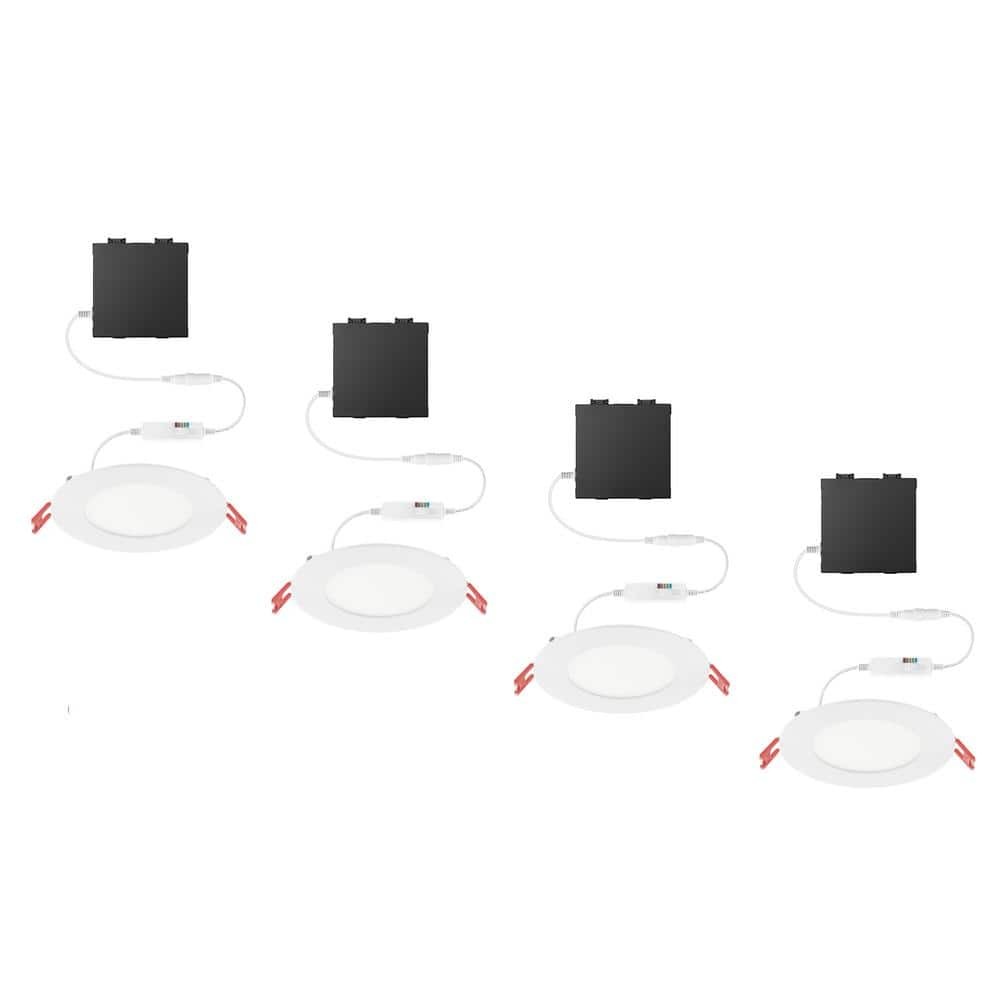 Premium Series 4 in. LED, 2-Level Lumen Select, Ultraslim Canless Recessed Light, Adjustable CCT (4-Pack)