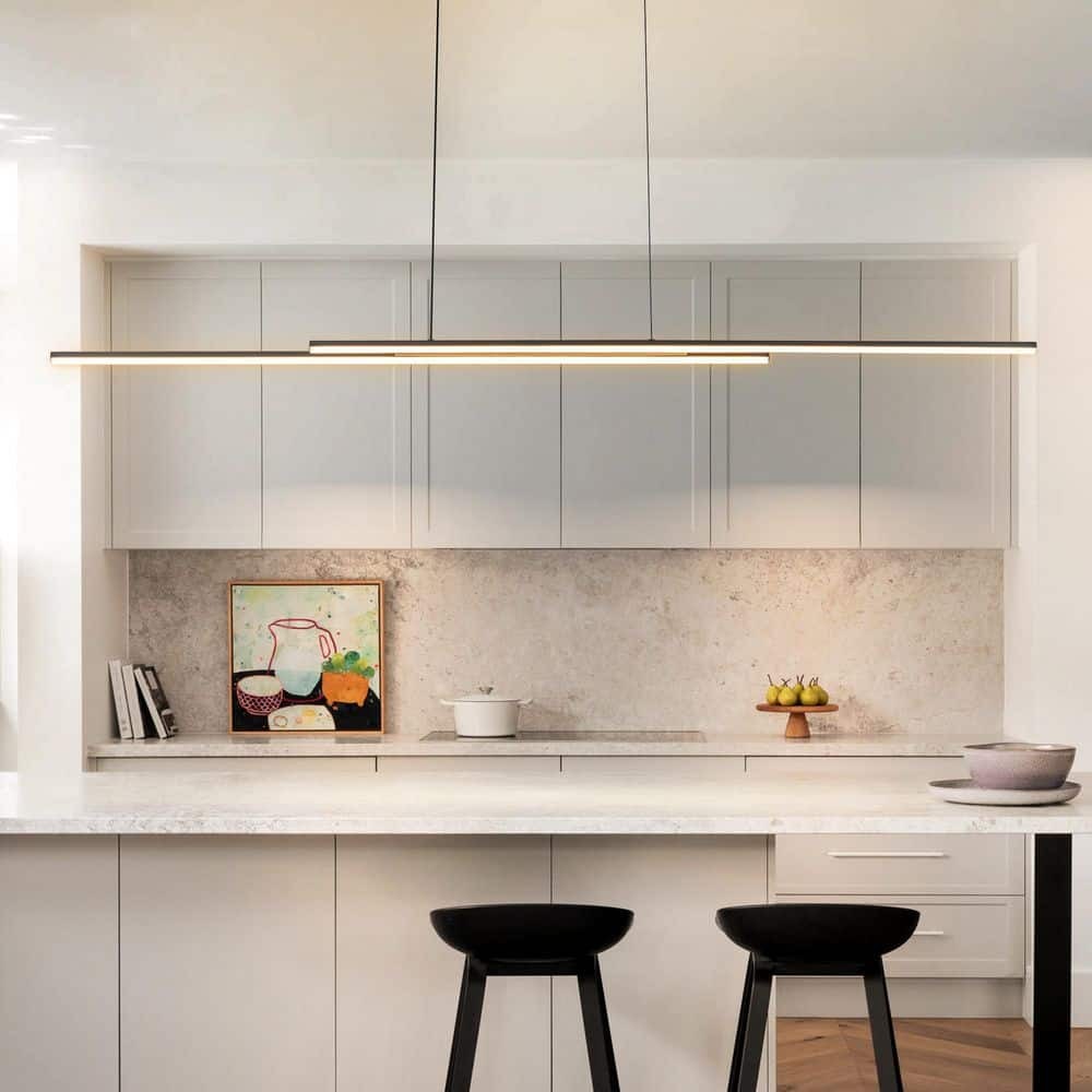 81" 2-Light Modern Linear Black Integrated LED 3000K Warm Light Pendant Light
